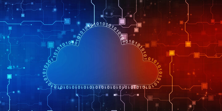 2d illustration of Cloud computing, Cloud Computing Concept, Cloud computing concept. Abstract cloud connection technology background, internet data storage, database and mobile server concept