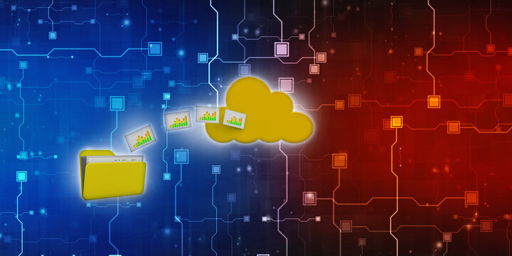 3d rendering Cloud computing concept, Cloud internet technology concept background, Cloud computing and network security technology concept