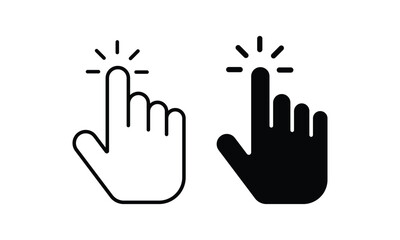 Hand cursor icon set. click icon vector. hand click pointer, Mouse click cursor icon.