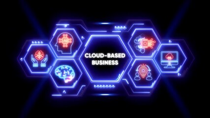 Cloud Based Business AI Brain Cloud Data Network Icons cloud computing technology - Powered by Adobe
