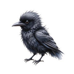 Fototapeta premium Watercolor print of a cute baby raven. Print for kids, nursery decor, cards.