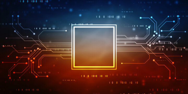 Abstract futuristic circuit board Illustration, Circuit board with various technology elements. Circuit board pattern for digital abstract technology background