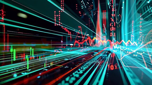 Abstract digital financial data visualization - Powered by Adobe