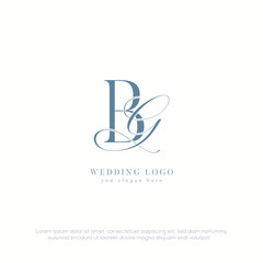 BG initial wedding monogram logo with template