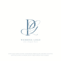 PG initial wedding monogram logo with template