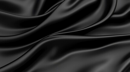 Obraz premium A black satin fabric with a smooth, flowing texture.