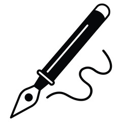 Classic fountain pen with ink line illustration