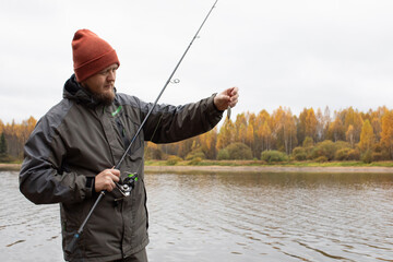 Autumn spinning fishing from the shore