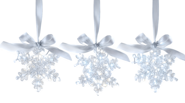 Illuminated Snowflake Decorations, isolated on transparent background