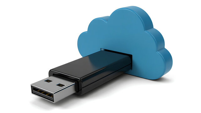 Cloud storage data transfer with usb flash drive concept