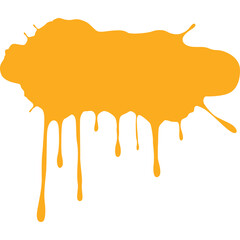 Orange Paint Splatter with Dripping Effect Isolated on White Background Creative Design Element
