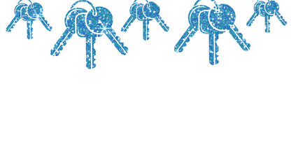 Shiny Blue Glitter Keys on Rings Border Isolated