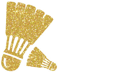 Sparkling Golden Glitter Badminton Shuttlecock Icon Isolated