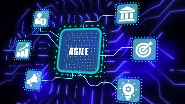 Agile Software Development and Project Management. Internet, network and business concept. Digital teamwork and technology innovation.