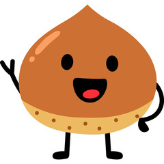 Cute Chestnut Cartoon Character Illustration
