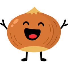 Cute Chestnut Cartoon Character Illustration