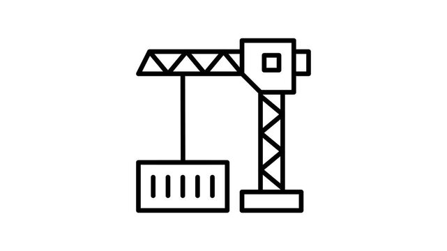 Animated tower crane icon lifting container