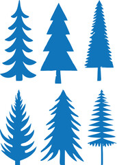 Obraz premium Set of various Christmas trees, winter forest illustration, holiday season design pattern