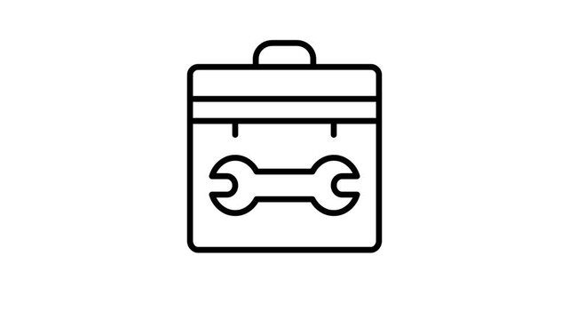 Animated toolbox and wrench line icon for maintenance service