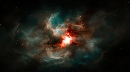 Fototapeta premium A nebula with red, orange, and white colors.