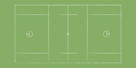 Lacrosse field top view with goal areas and full markings. Realistic sport pitch layout for team training, championship, tournament or strategy design. Athletic turf background concept. Vector illustr