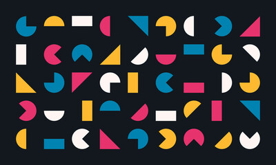 Colorful Retro Mid Century Bauhaus Semicircle Minimalist Geometric Aesthetic Pattern Background