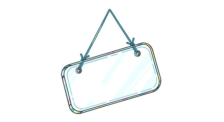 Acrylic nameplate with string hanger, isolated on white background