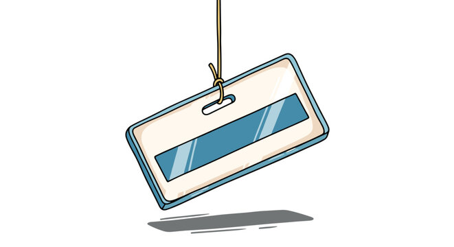 Acrylic nameplate with blue stripe, isolated on white background