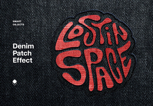 Denim Red Patch Text & Logo Effect Mockup