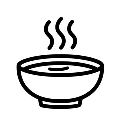 A simple black line icon of a steaming bowl, symbolizing hot soup or broth — clean, minimal, and instantly recognizable.