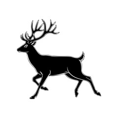 Running Deer Silhouette Vector Art