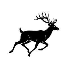 Running Deer Silhouette Vector Art