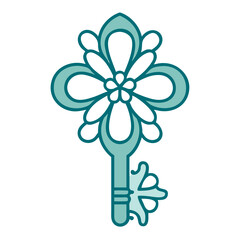 Floral Decorative Skeleton Key Icon for Web and Graphic Design