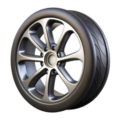 Obraz premium 3D metallic car wheel rim illustration with realistic chrome texture