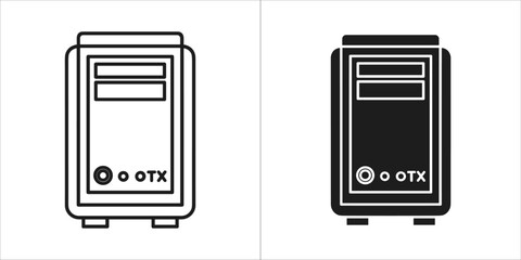 Computer server icon in black and white style