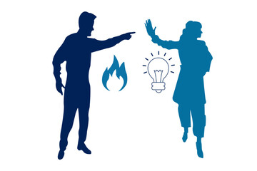 silhouettes of two individuals to represent a business interaction or discussion 