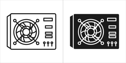Computer power supply in black and white