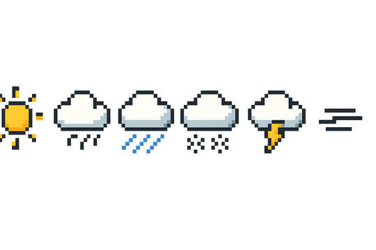 Tiny 8-Bit Pixel Weather Icon Pack (32x32) Transparent