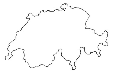 Switzerland Vector Map Outline | Editable Switzerland SVG Line Art | Minimalist Country Map for Design & Education