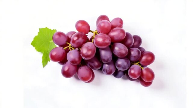 A bunch of fresh red grapes isolated on white background, ready to eat