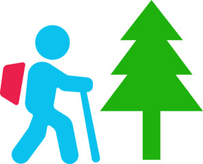 Hiking Icon. Solid vector icons of hiking companionship. Adventure and Outdoor Exploration Graphics. walking icon, forest hike, nature run, beach workout, park yoga, group walk, scenic path.