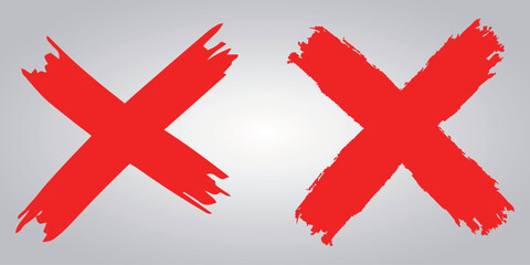 Obraz premium Grunge Red X Marks Vector Set, Distressed Error, Rejection, and Cancel Symbols Collection
