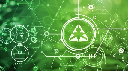 Abstract digital network with icons - Powered by Adobe