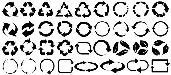set vector Recycle arrow icon collections. circular arrows symbol refresh, reuse, repeat sign design illustration