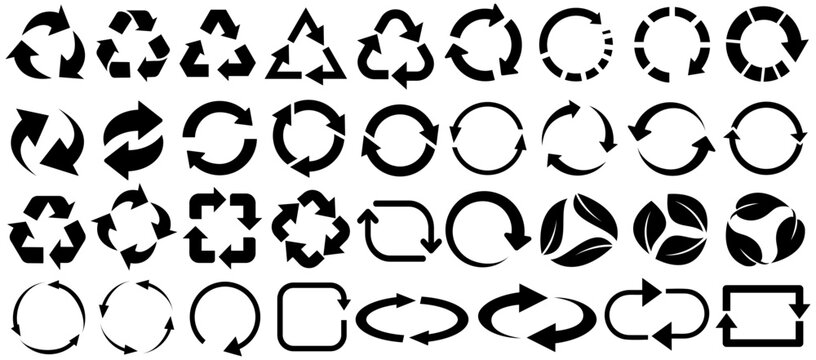 set vector Recycle arrow icon collections. circular arrows symbol refresh, reuse, repeat sign design illustration