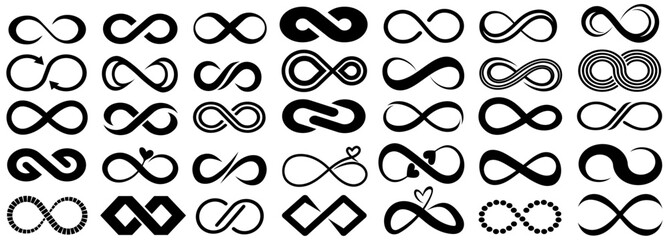 set vector infinity icon collections. unlimited logo, infinite loop symbol, eternity sign design illustration