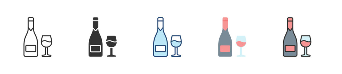 Wine Icon Set Multiple Style Collection