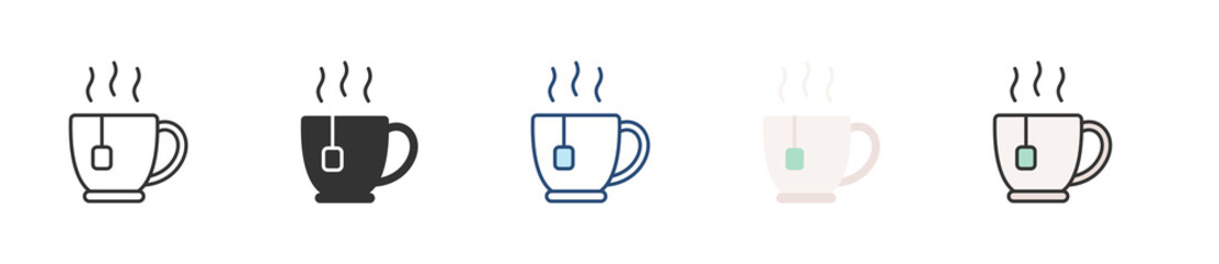 Tea Icon Set Multiple Style Collection