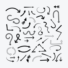 Hand Drawn Arrow Icons Doodle Set