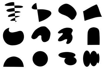 abstract black shapes on transparent background, a minimalist study of form and contrast. Vector labels, logos. Decorative design elements, vector illustration.